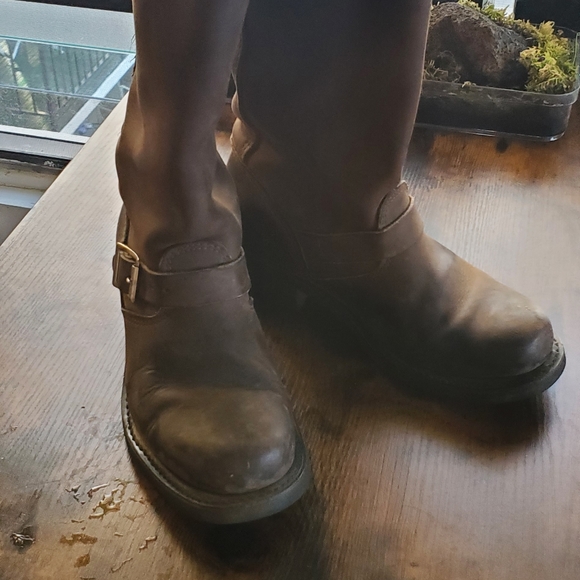 Frye buckle moto boots, brown, size 8.5 - Picture 3 of 14